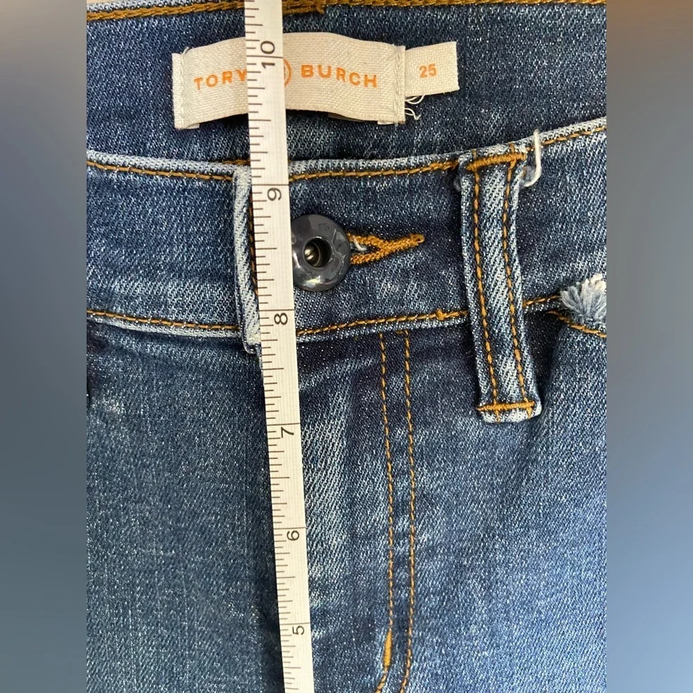 Tory Burch Harley Unfinished Pocket Stretchy Jeans Size 25